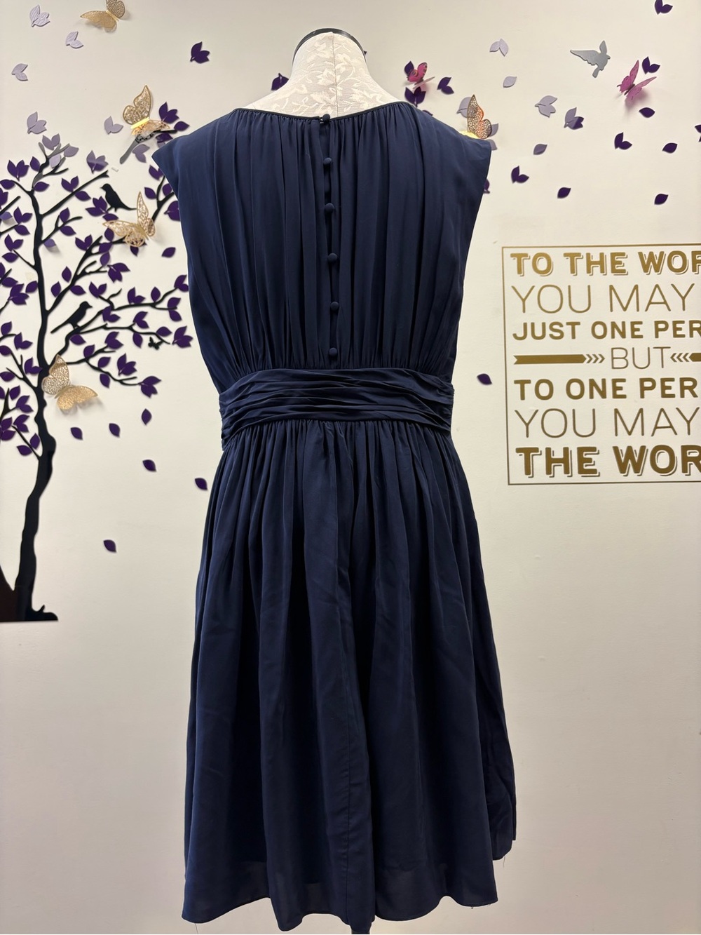 Chico's Navy Gathered Waist A-Line Dress - Picture 4 of 8